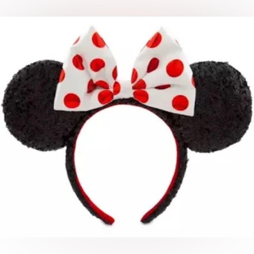 Sequined Polka Dot Minnie Mouse Ear Headband
